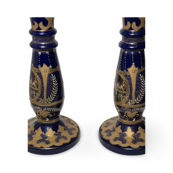 ROYAL LIMOGES CANDLESTICKS HAND PAINTED - Picture 7 of 12